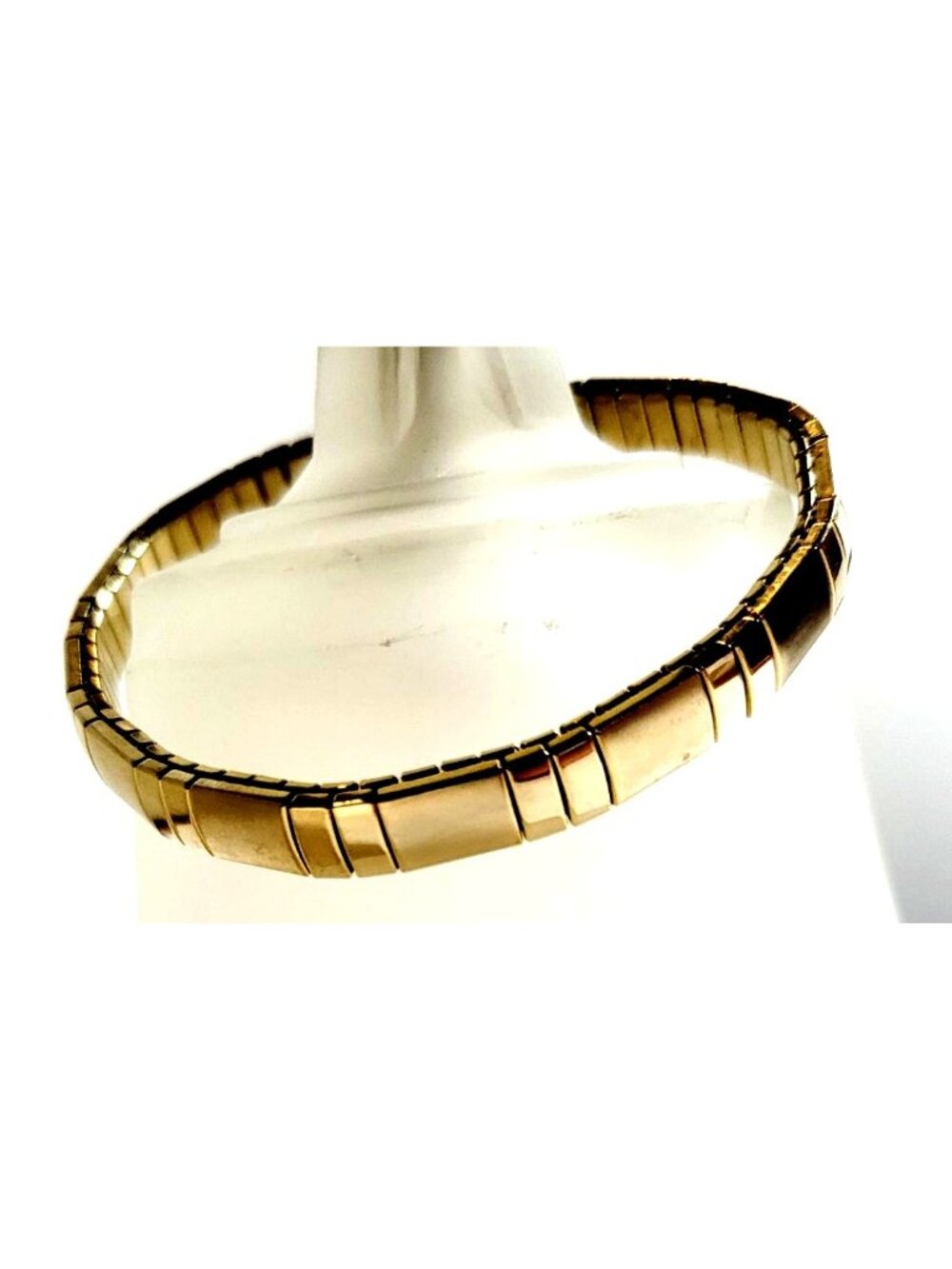 Vintage Brushed Gold-Plated Metal Stretch Bangle Bracelet - Picture 2 of 4